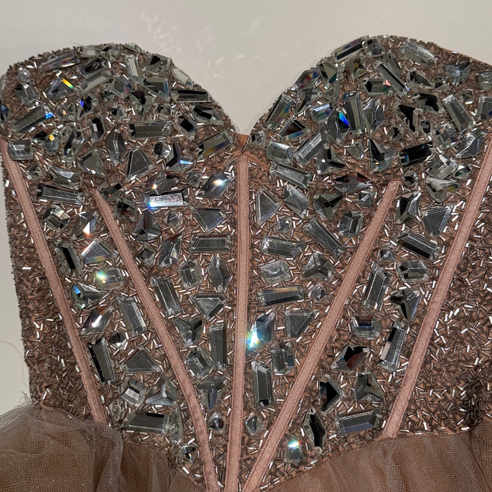 Sherri Hill size 0 dress with peach Tulle and Silver Embellishments - Picture 7 of 7